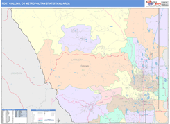 Fort Collins Metro Area Digital Map Color Cast Style